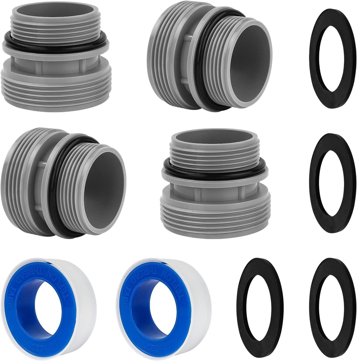 2 Sets Slang Conversie Adapterset - Geschikt voor Intex en Coleman 4560 - 40mm naar 1 1/2 Inch - Geschikt voor Hayward, Filterpomp en Zandfilter Bovengronds Zwembad