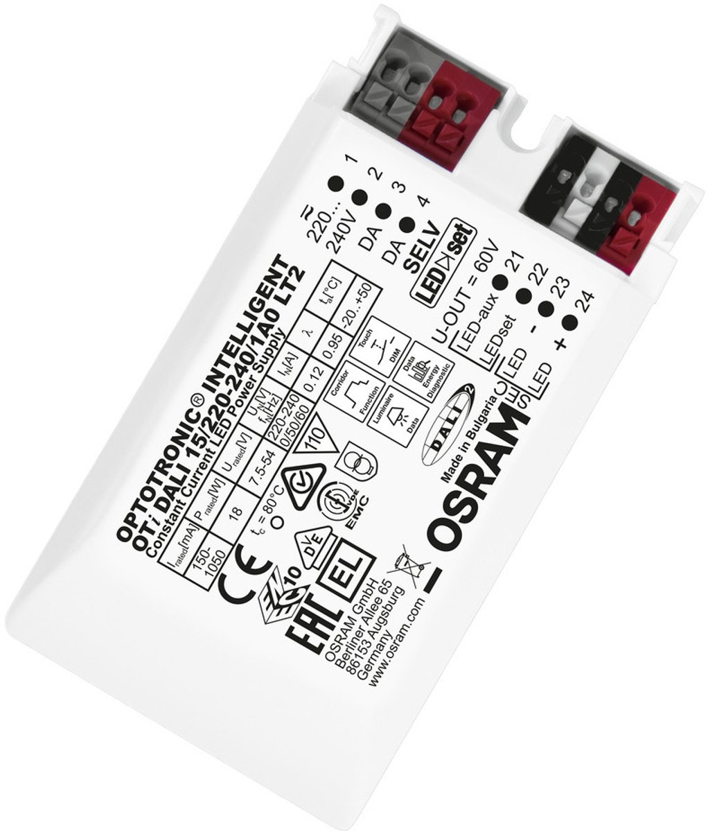 OSRAM HOMELIGHTING OPTOTRONIC DALI LT2 LED-driver Constante stroomsterkte 18 W 2.5 - 54 V Dimbaar 1 stuk(s)