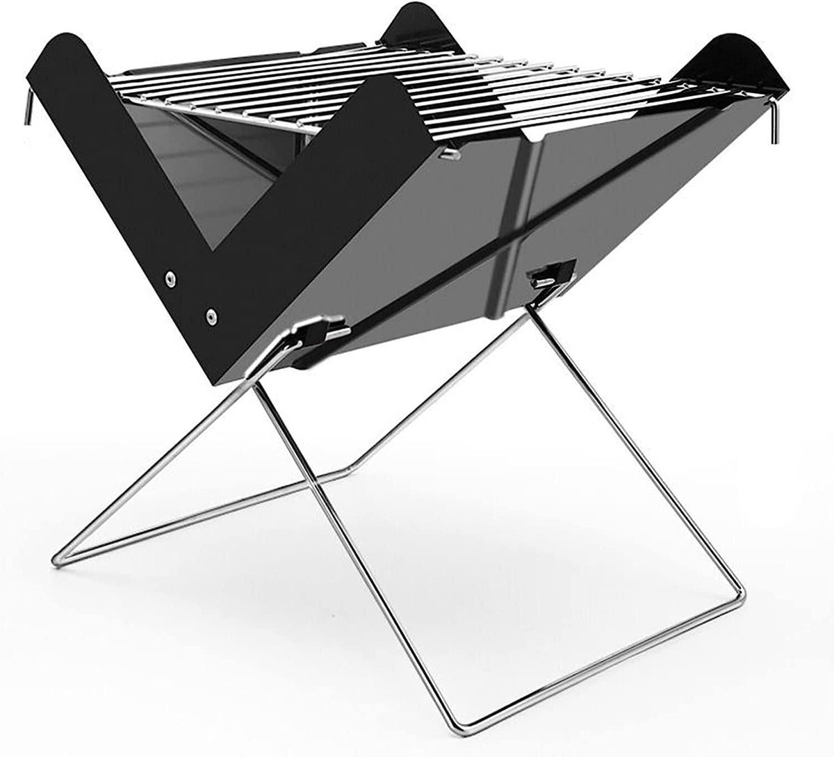 Draagbare Barbecue Grill - Mini Houtskool Oven - Outdoor Koken - Opvouwbaar Ontwerp - Voor 1-2 Personen - Zilver