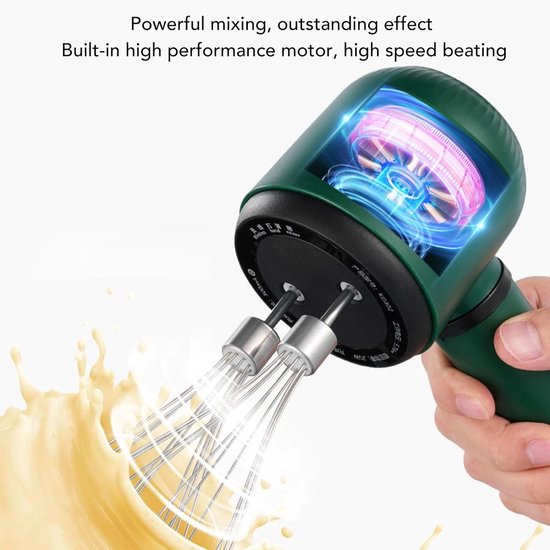 Draadloze Handmixer, 1200 MAh USB Oplaadbare Handheld Roestvrij Staal Draagbare Elektrische Handmixer met 2 Garde, Eierklopper Elektrische Handblender voor Bakpannenkoek — afbeelding 4