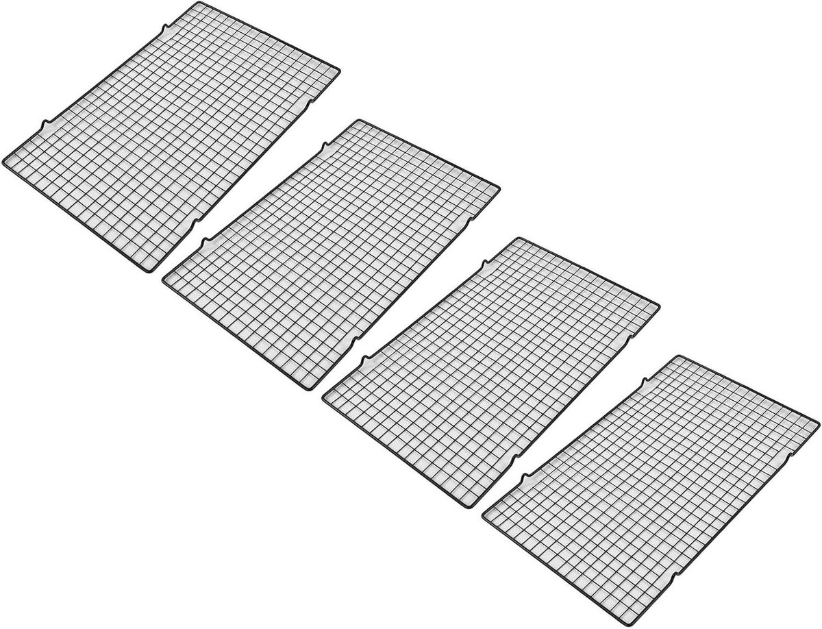 Koelrek 4 Stuks Bakrooster Rooster Bakken Grillen Vaatwasserbestendig 40x25 cm Zilver