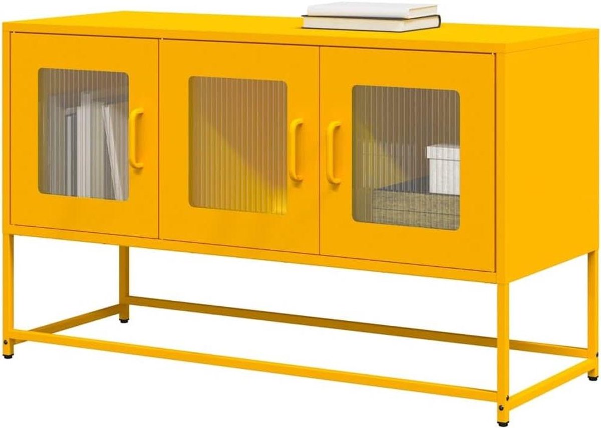 Entertainment Centres & TV Stands-TV Kast Mosterd Geel 39x15x23,8" Koudgewalst Staal
