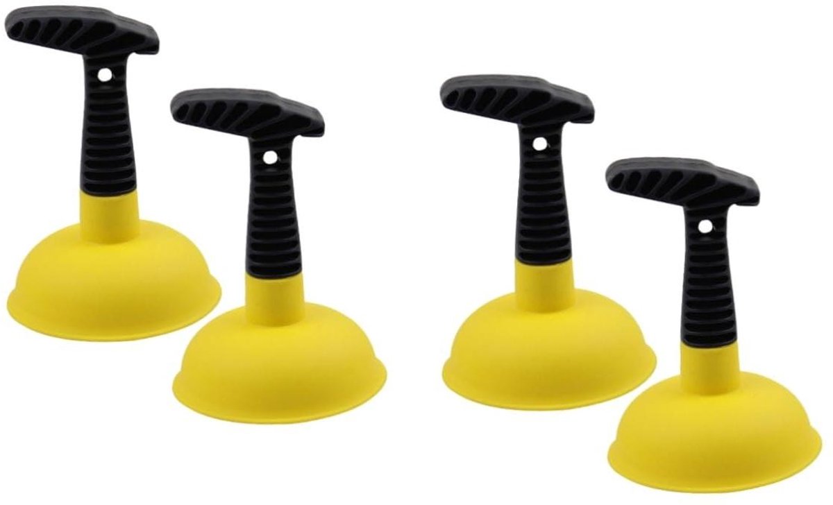 Ontstoppingsgereedschap Sets - Gootsteen Ontstopper - Afvoer Reinigen - Sterke Zuigkracht - 4 Stuks - Geel