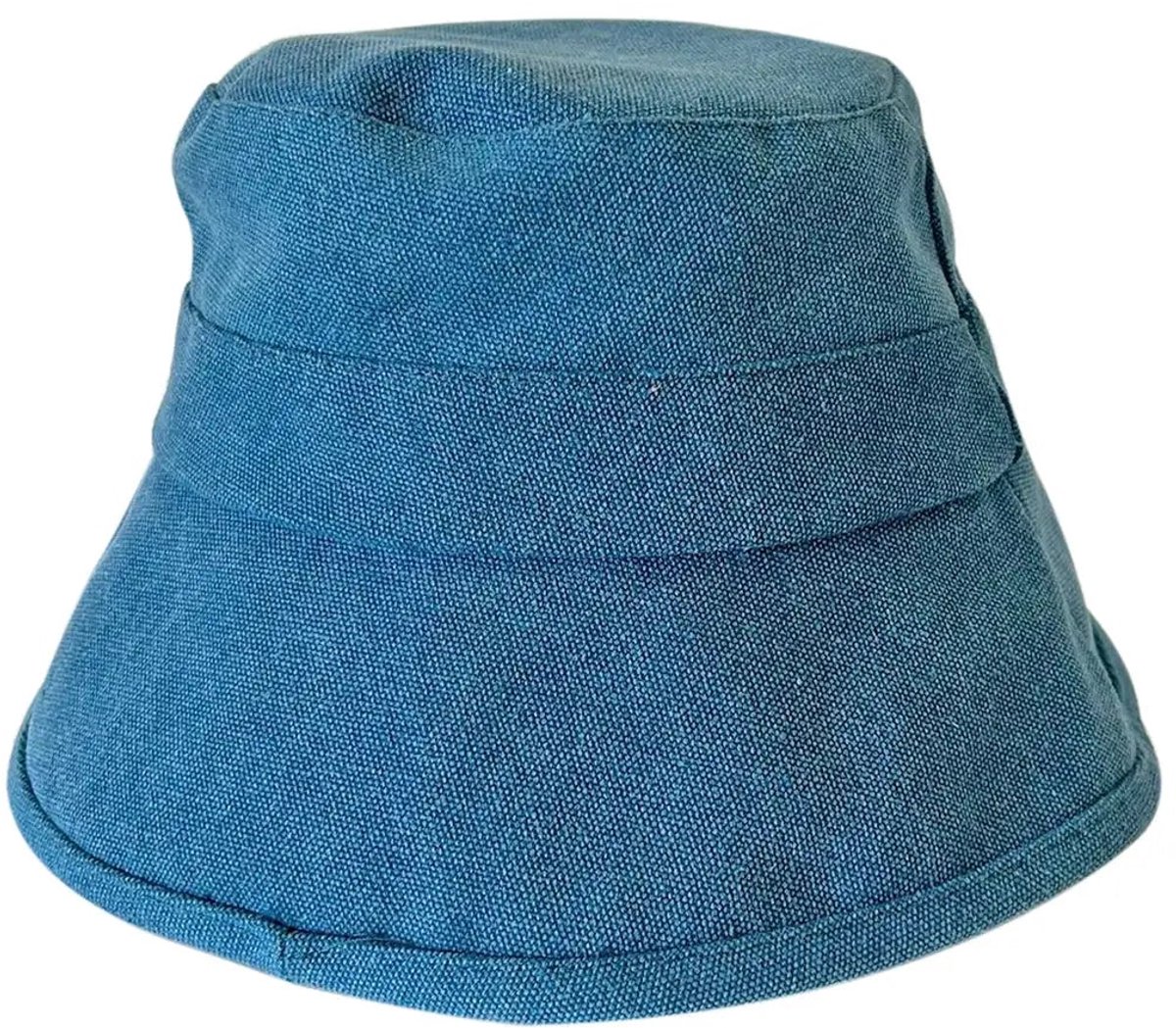 Bucket Hat Dames & Heren - Pilea Tuinhoed Katoen - UV Werend UPF50+ - Opvouwbaar - Maat: M-L: 57 cm - Denim