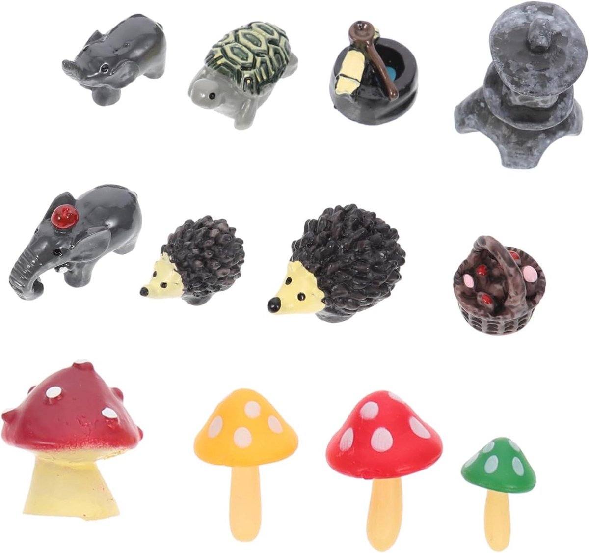 Miniatuur Ornamenten - Tuindecoratie Set - Mini Tuin Maken - Hars Materiaal - 2x3CM - Multicolor