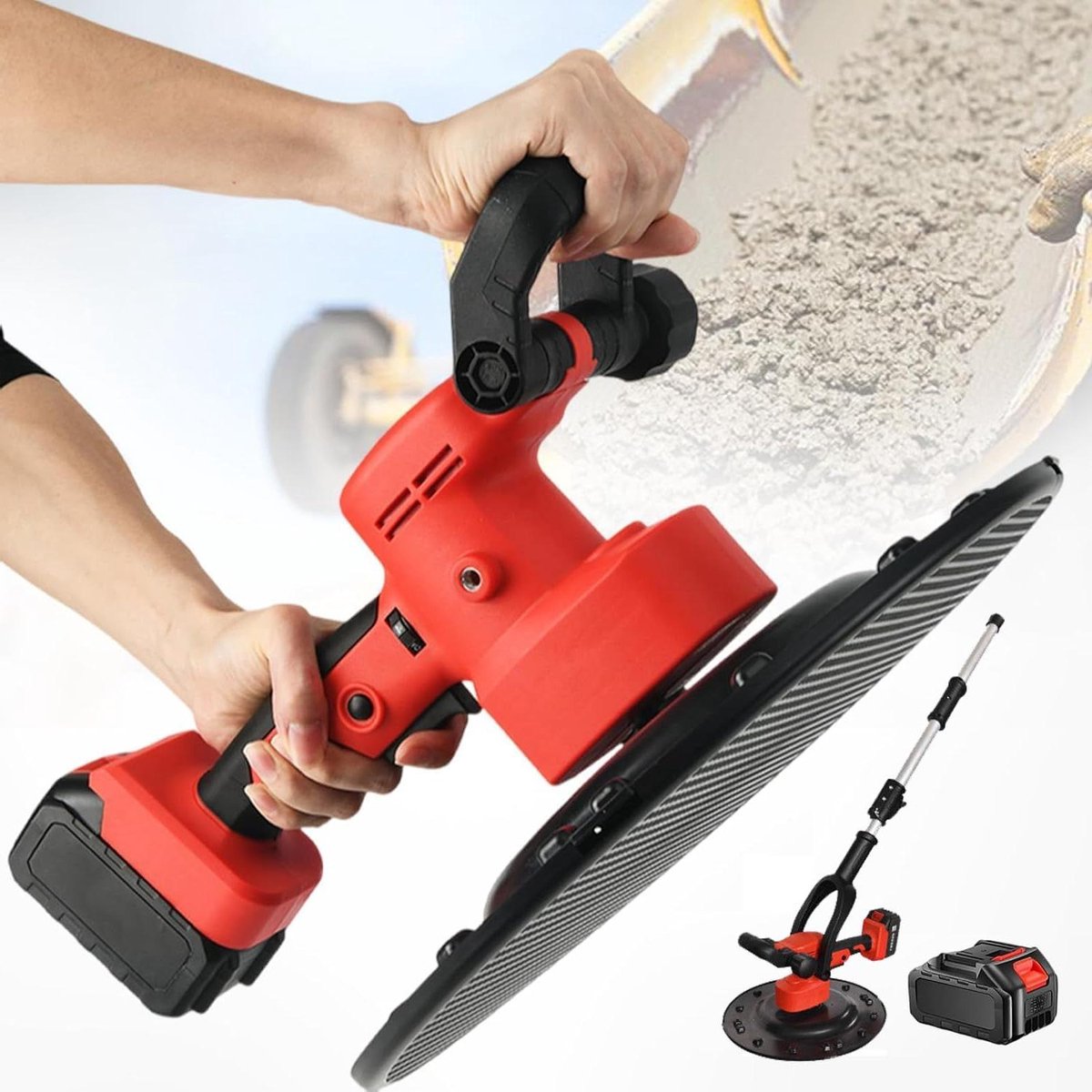 Elektrische Muurpolijstmachine - Beton Troffel - Muren Egaliseren - Krachtige Koperen Motor - 38 cm Diameter - Grijs