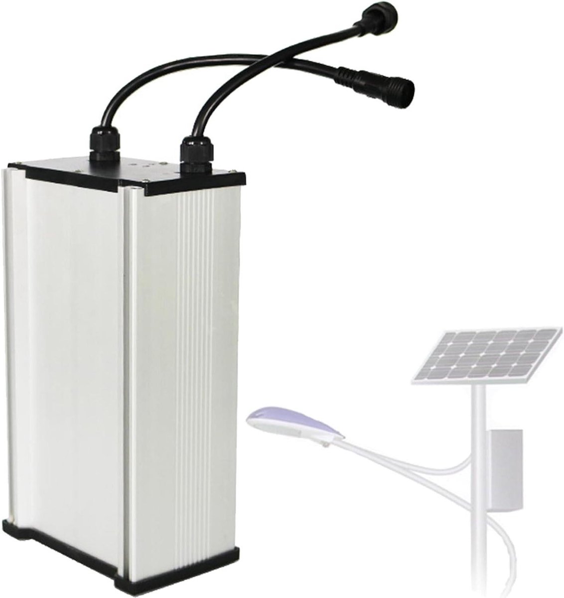 Lithium Accu - 12V Batterij - Zonne-energie Opslag - Lekvrije Afdichting - 300mm 24Ah - Zwart