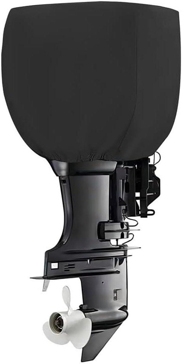 Allecto - Buitenboordmotor Cover - Waterdichte - Trekkoord Ontwerp - Half Verpakt - Boot Motor - Geschikt voor - Buitenboordmotor Boot Motor - Zwart - Beschermhoes - Opblaasbare boten