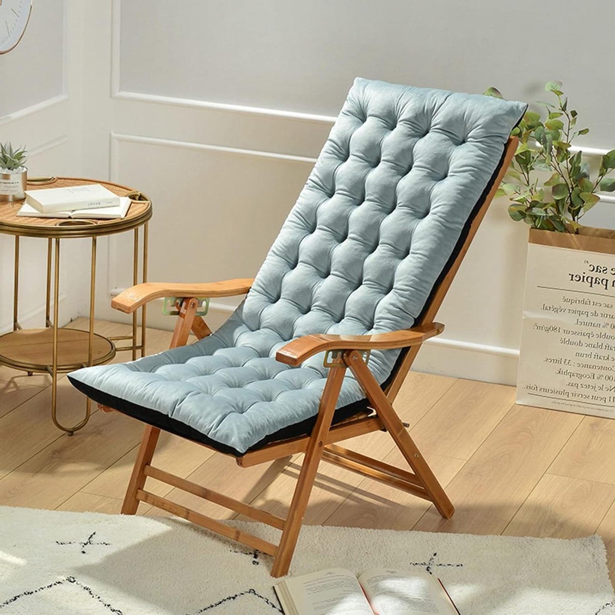 Ligstoel Kussen - Tuinstoel Kussen - Buiten Ontspannen - Anti-slip Touwen - 100 x 40 cm - Blauw
