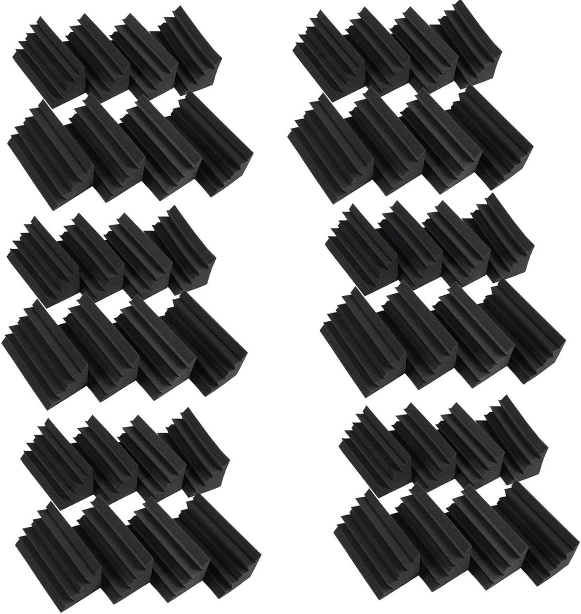 Geluidsisolatie, geluidsisolatie, geluidsisolatie, akoestisch, muur, schuim, mat, voor studioschuim, tegels (48 stuks, zwart)