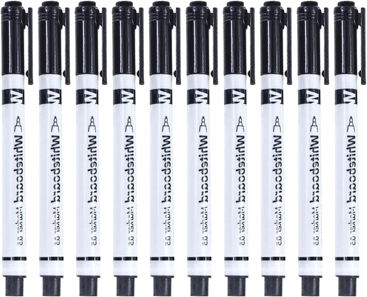 Wismarkers - Whiteboard pennen - Klaslokaal schrijven - Fijne punt precisie - 10 stuks - Zwart