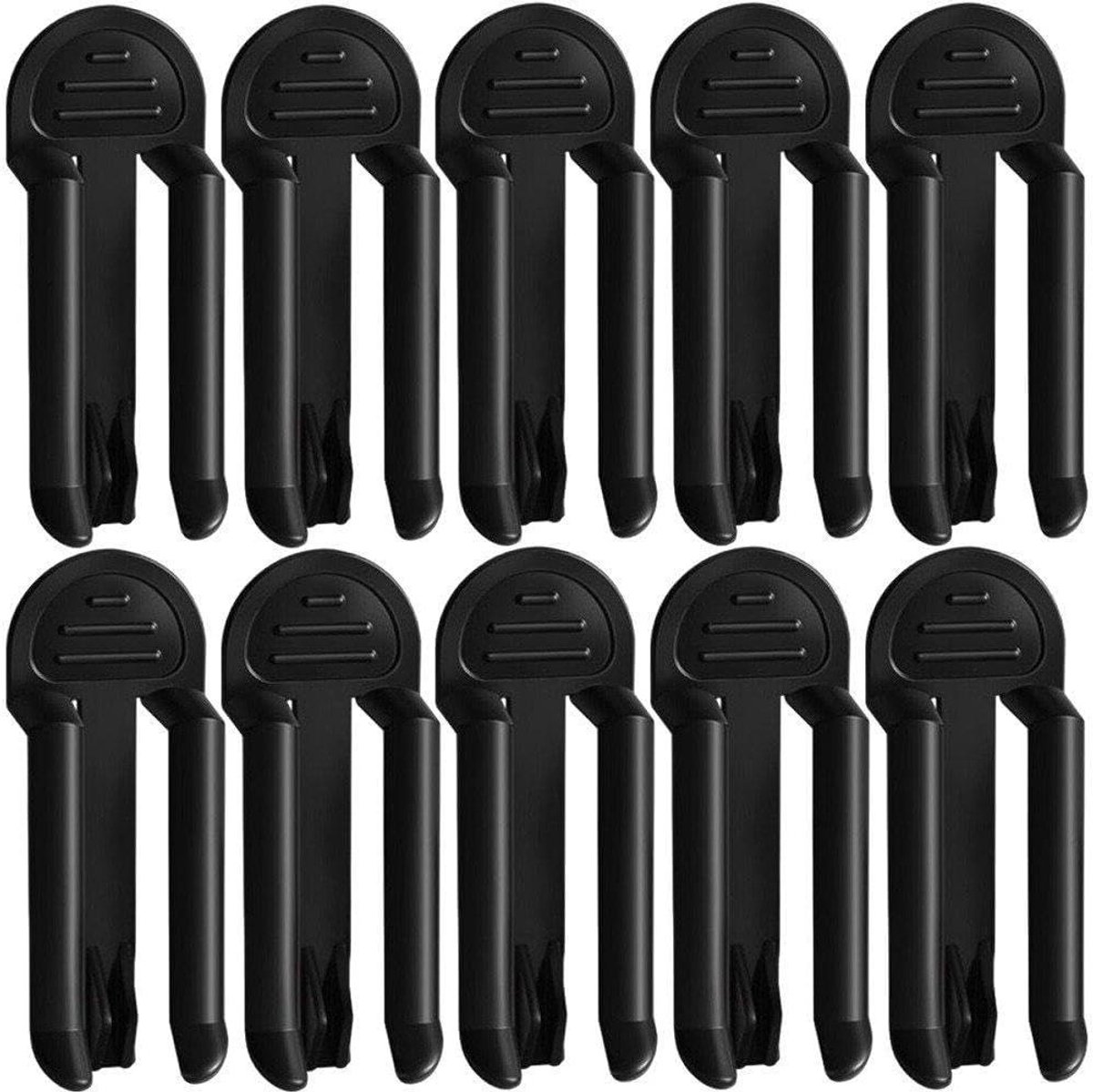 Prullenbak Klem - Vuilniszak Clips - Afval Beheren - Antislip Bevestiging - 10 stuks - Zwart