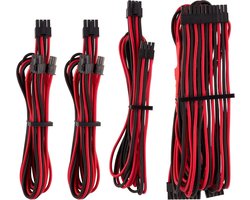 Corsair Premium Cable Kit Type 4 (Generation 4 Series), Starter Kit for Power Supplies with Sheath, Red/Black