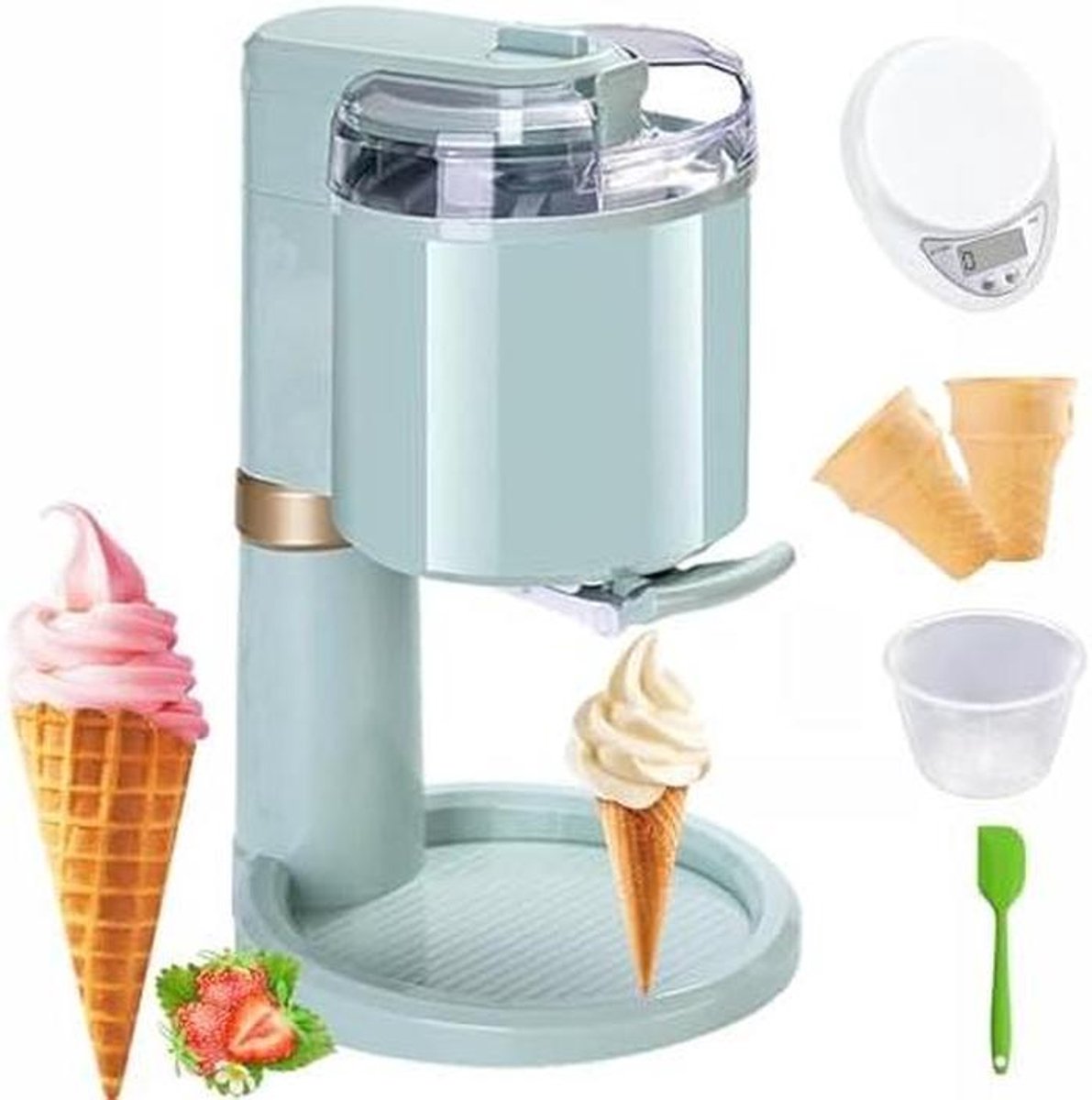 IJs Machine - Dessert Maker - Thuis Lekkernijen Maken - Automatische Bediening - 1 Liter Capaciteit - Wit