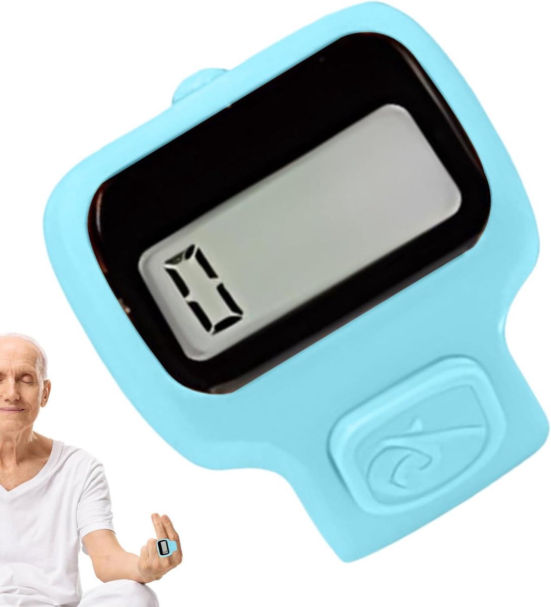 Vingerteller Clicker - Handmatige Teller - Sport Evenementen Tellen - LED Vullicht Functie - 3.5 x 2.5 cm - Lichtblauw