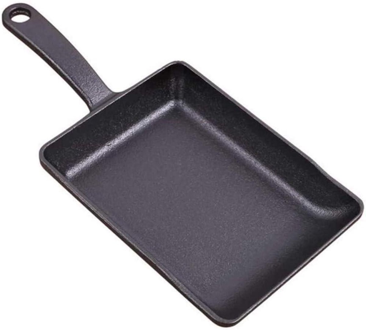 Vierkante Koekenpan - Omeletpan Ontbijtpan - Ontbijt Maken - Gietijzeren Warmtebehoud - 20x15 cm - Zwart