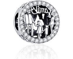 Annmors Charm Family Love Hearts Pendant S925 Sterling Silver Bracelet Bead with Cubic Zirconioa for European Bracelets Necklace, Mother's Day Jewelry Gift Christmas for Women Men
