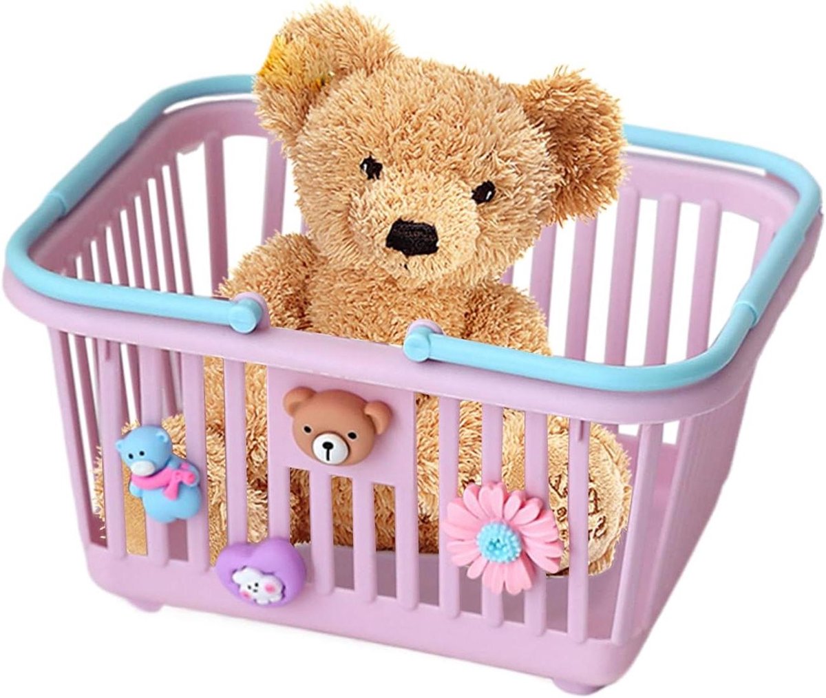 Kinderspeelmand Opbergmand - Speelgoedmand Meisjes - Speelgoed Opbergen - Met Handgrepen - 20 x 15 x 11 cm - Roze