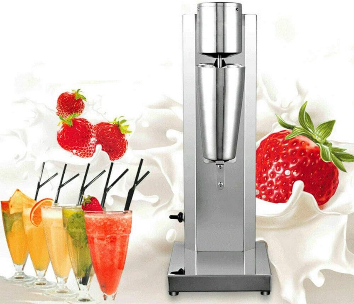 Drankmixer - Milkshake apparaat - Dranken bereiden - Dubbele mengas - 53 cm hoog - Zilver