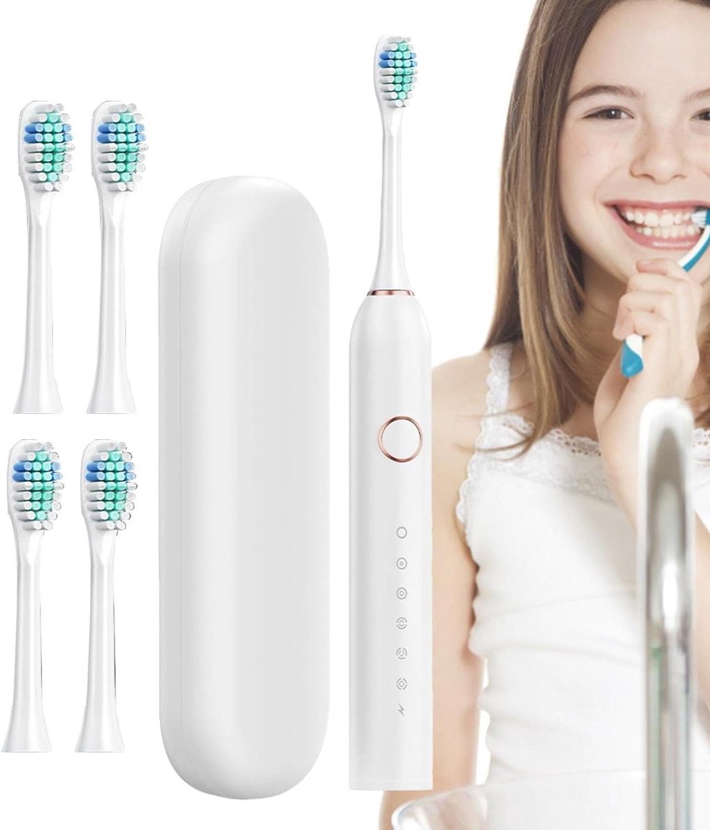 Elektrische Tandenborstel - Sonische Tandenborstel - Mondhygiëne Verbeteren - 6 Poetsmodi - 180 Dagen Gebruik - Wit