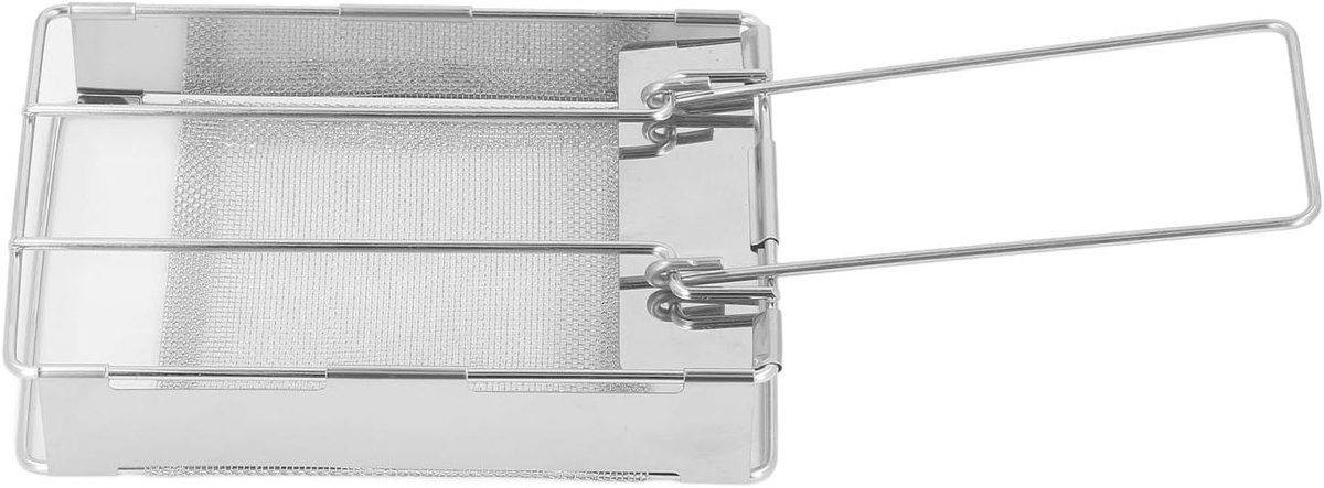Campingbroodrooster - Opvouwbare toaster - Buiten koken - Roestvrij staal - 22 x 17 x 2 cm - Zilver
