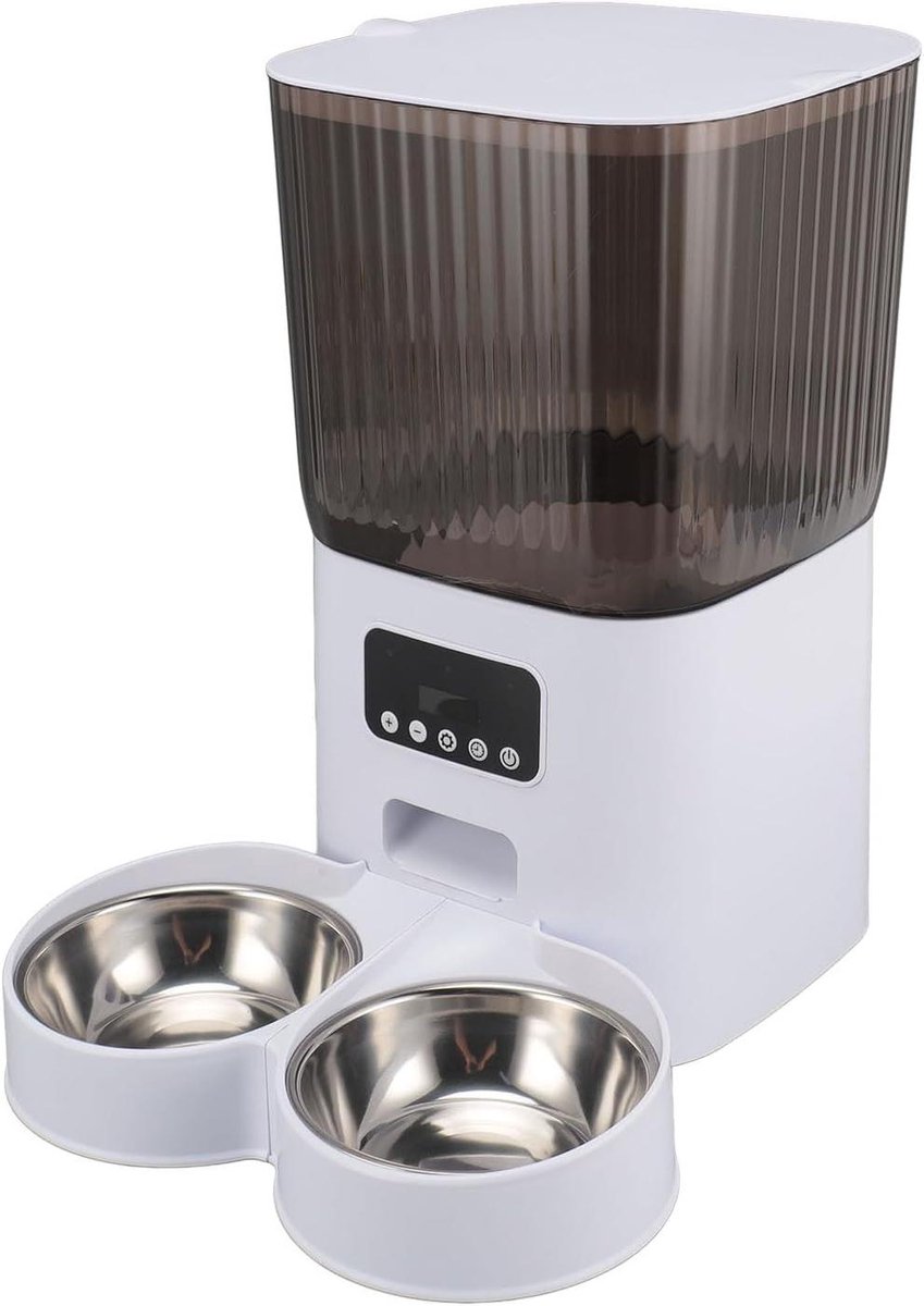 Automatic Cat Feeders, 5L Timed Feeder for Cats and Dogs, Automatic Cat Food Dispenser for Small Pets Indoors, Feeder, Keeps Dry Fresh, (Double