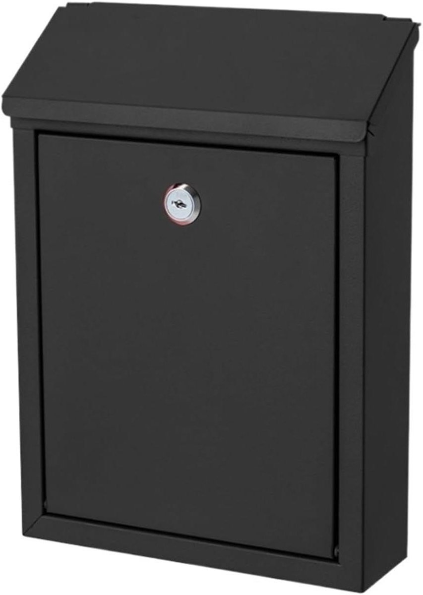 Brievenbus met slot - Post opbergbox - Veilig post ontvangen - Brede inwerpopening - 30x27.5x7cm - Zwart