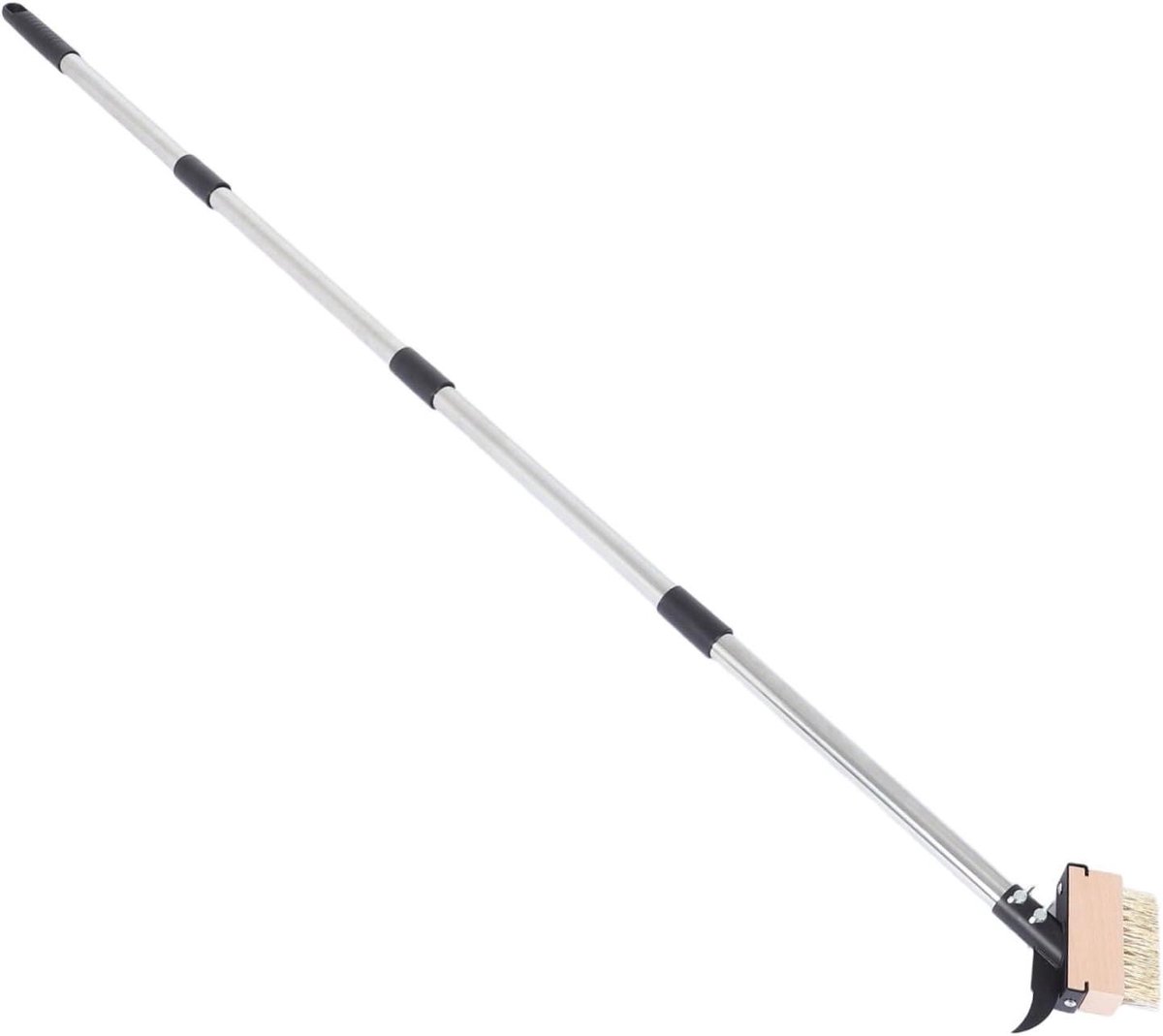 Onkruidborstel Lange Steel - Terrasreiniger Veegborstel - Oprit Reinigen - Roestvrijstalen Borstelharen - 160 cm Lengte - Zwart