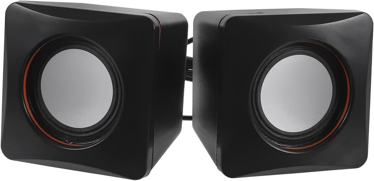 Mini Audioluidspreker - Desktop Luidspreker - Muziek Luisteren - Bedrade Verbinding - 7 x 7 x 6.5 cm - Zwart