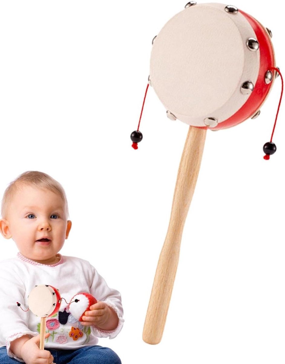 Houten rammelaar trommel - Muziekinstrument kinder - Muziek maken - Directe snare transformatie - 7 x 20 cm - Niet gespecificeerd