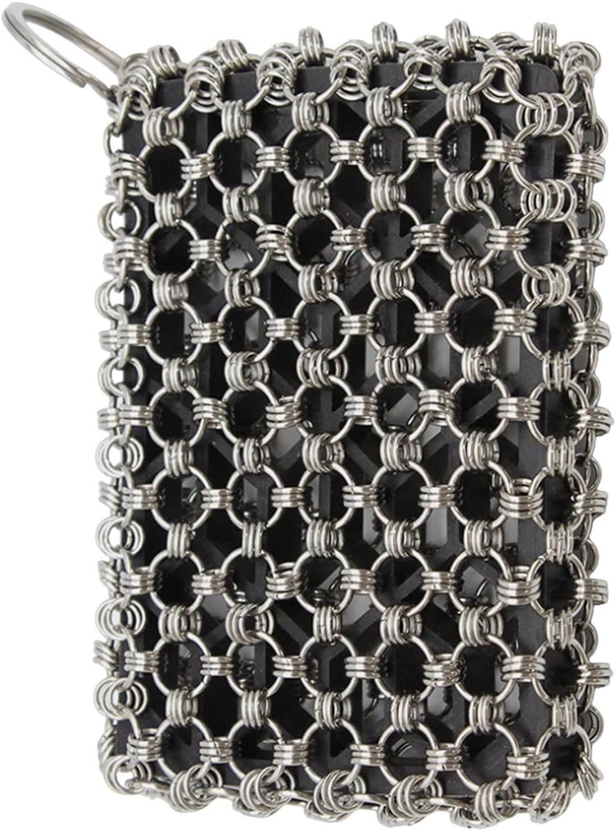 Vloerwisser Roestvrij Staal - Metalen Pan Reiniger - Keuken Schoonmaken - Efficiënte Reiniging - 12 x 8 cm - Zwart