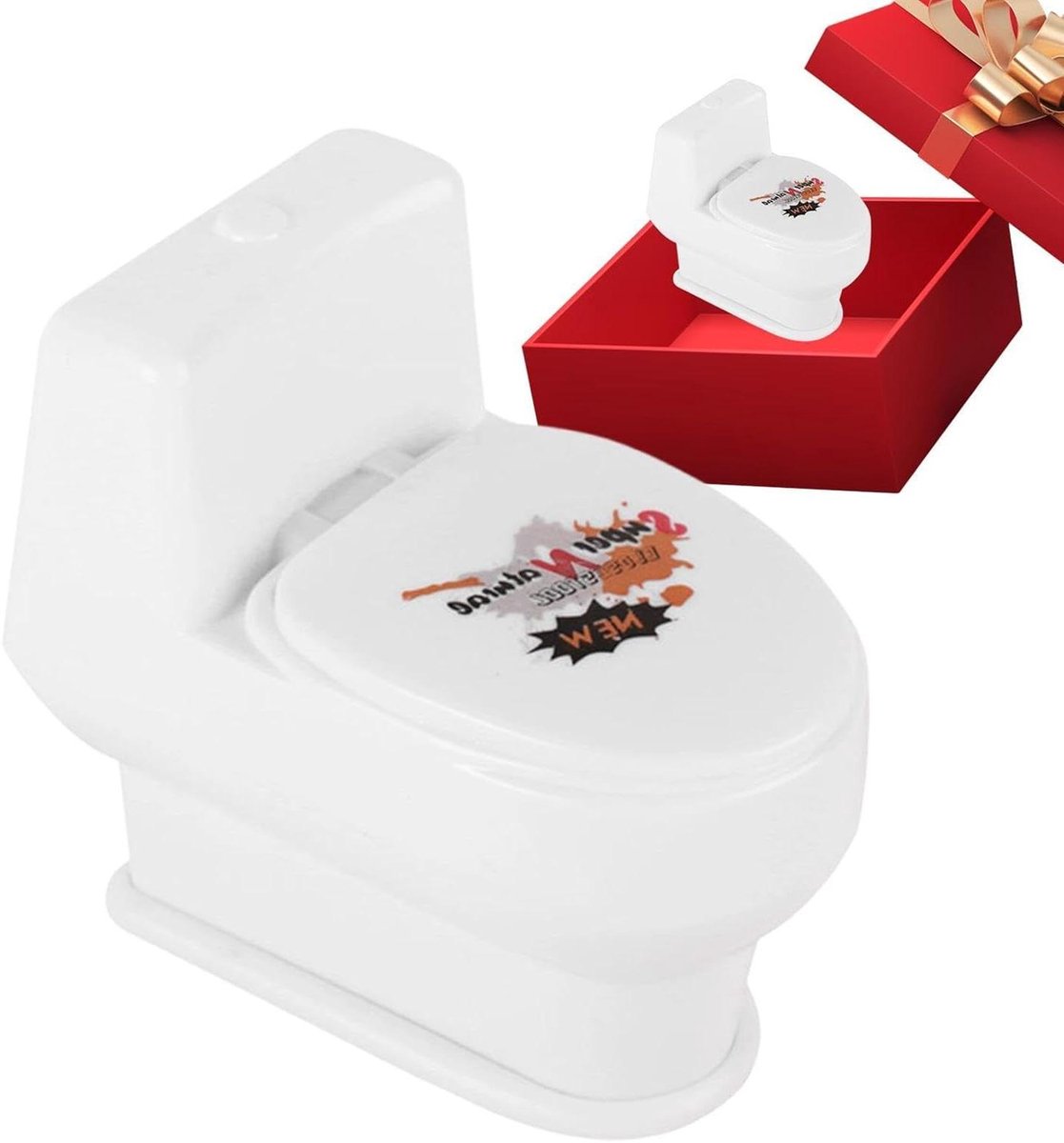 Mini Toilet Grappenspeelgoed - Watersproeier Fopartikelen - Feestelijke Verrassing - Compact Ontwerp - 10.2 x 10.1 x 6.7 cm - Wit
