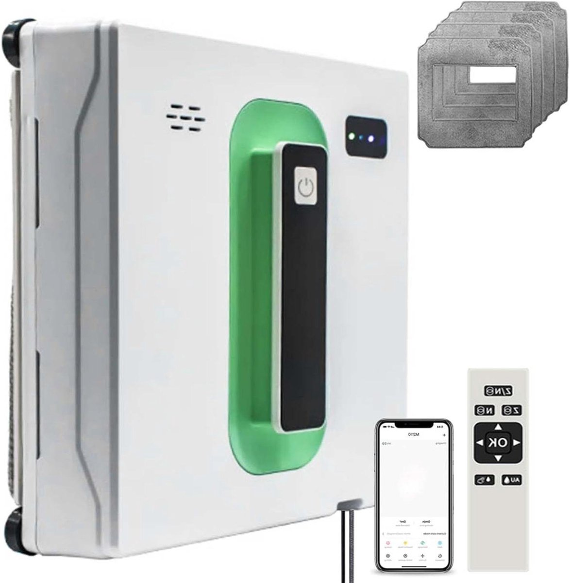 Raamreiniger Robot - Automatische Glaswasser - Streeploos Ramen - Dubbele Waterspray - 3000Pa Zuigkracht - Wit