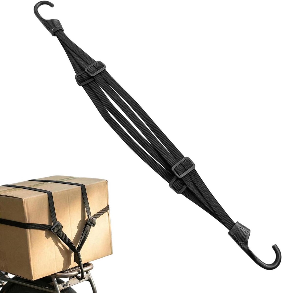 Bagage Spanbanden - Motorriemen - Lading Zekeren - Zelfaanpassend Elastisch - 1 Meter - Zwart