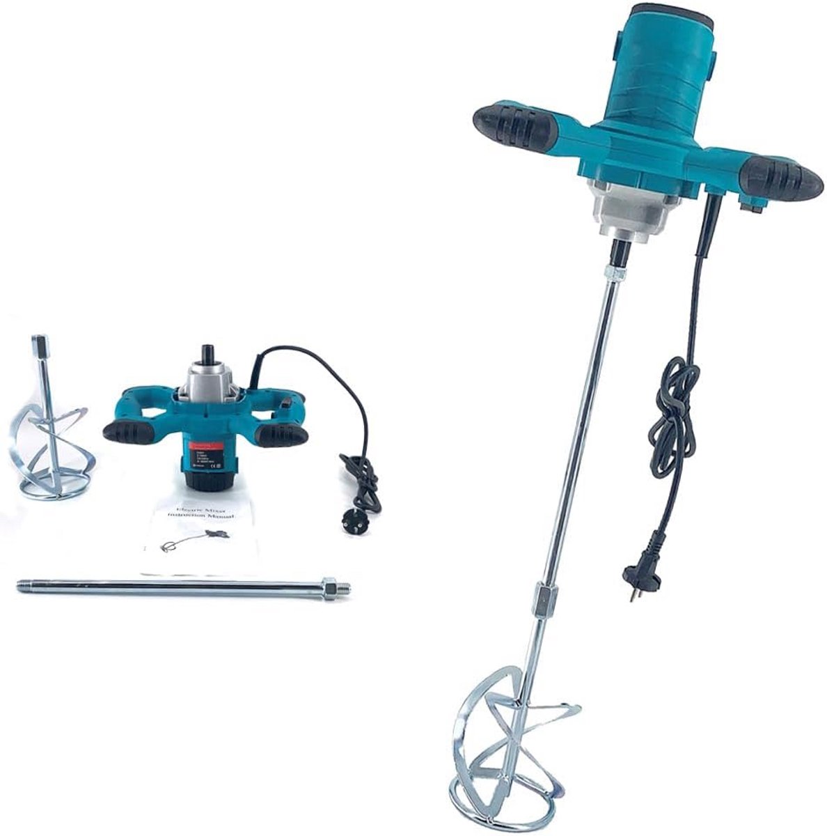 Roerapparaat Mortelmixer - Betonmixer Elektrisch - Verf Cement Mengen - 6 Snelheden Instelbaar - 2100 Watt - Blauw