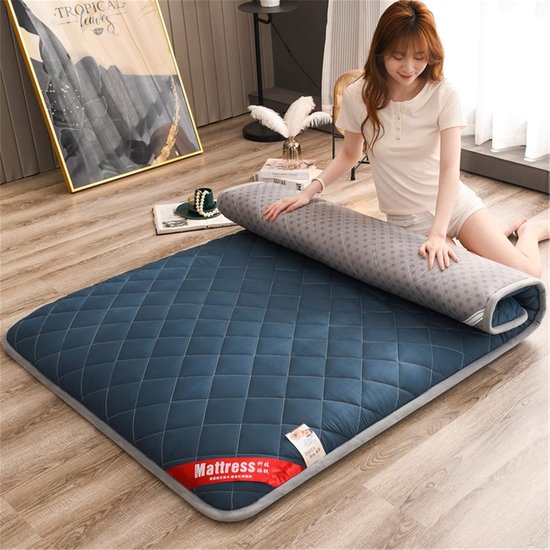 Japanse Vloermatras - Gastenmatras Opvouwbaar - Logeren en Reizen - Multi-laags Vulling - 90 x 200 cm - Blauw — afbeelding 5