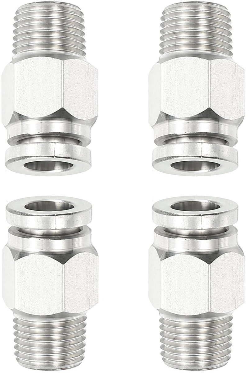 Dailygoods- Fitting Push-to-Connect 1/4" Buis OD - 1/4" NPT Buitendraad - 304 Roestvrij Staal - Gereedschapsvrij - Pneumatische Verbindingen - Pneumatische Connector