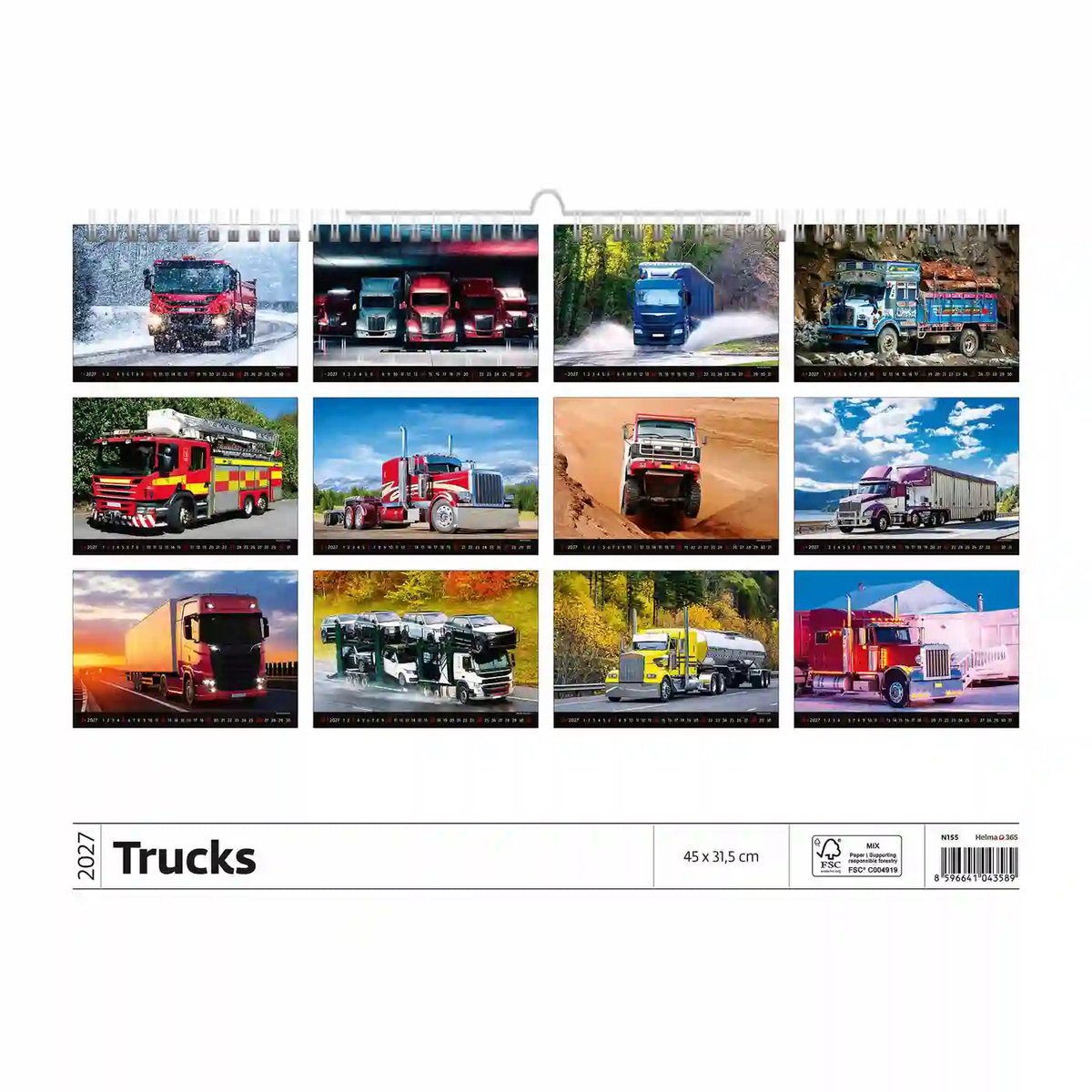 C155-27 Vrachtwagens en vrachtwagens Kalender A3+ 2027 + gratis kalender 2026
