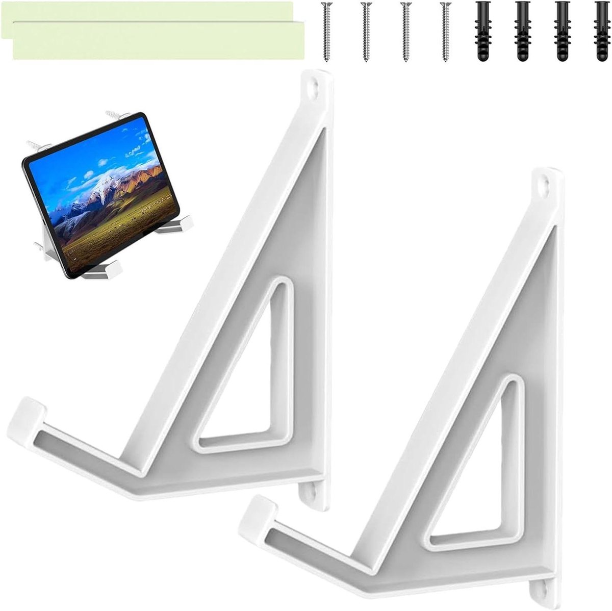 Laptop Muurbeugel - Elektronica Organizer - Ruimte Besparen - Verstelbaar Ontwerp - 147 cm - Wit
