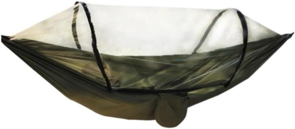 Hangmat met Klamboe - Kampeer Hangmat - Buiten Ontspannen - Automatisch Openend - Lichtgewicht Nylon - Bruin