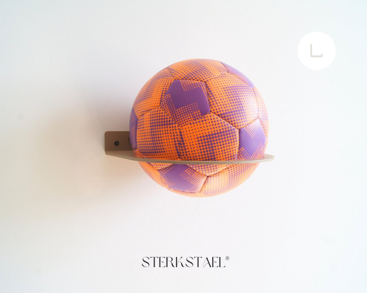 STERKSTAEL Balhouder Ball Sparkling Sand - Industriële balhouder voor aan de muur - wandbevestiging - diameter ø 20 cm - kleur zand beige - poedercoating - voetbalhouder - baldrager - staal - 1 stuk