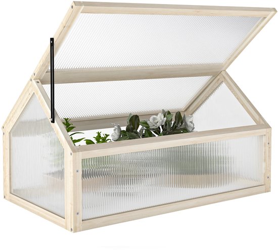 Pelor Mini Kweekkas - Broeikas - Kweekkast - Tuinkas - Koude Bak - Balkon Tuin Binnen of Buiten - 90 x 52 x 49,5 cm - Hout