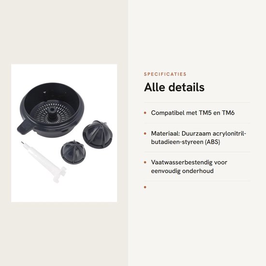 Dailygoods- Sinaasappeldrukzeef - Verbeterde veelzijdigheid - Accessoire voor TM5/TM6 - Sapper - Gebruiksgemak - Behoud van voedingsstoffen - Citrusjuicer van Dailygoods — afbeelding 2
