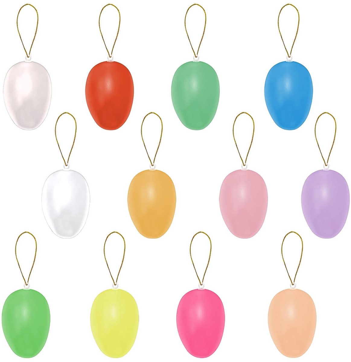 Dailygoods- Paaseieren Decoratie - 12 Stuks Kunststof - Kleurrijke Paaseitjes - Duurzaam en Herbruikbaar - Ideaal voor Feest en School - Afmeting 6 x 4 cm - Eierversiering