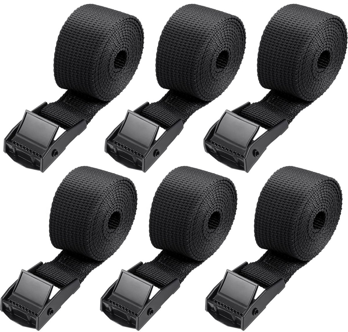 Dailygoods- Sjorbanden 1000 mm - 6 Stuks - Stevige Polyestervezel - Roestvrije Bevestigingsbanden - Antislip - Voor Fietsen/Bagage - Bevestigingsriemen