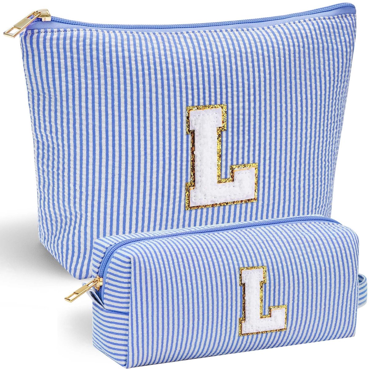 Dailygoods- Make-uptas met Initialen - Grote/Kleine Make-uptas - Organizer met Vakken - Comfortabele Handgreep - Uniek Design - 28x19x8,5 cm / 24,9x12x15 cm - Cosmetic Bag