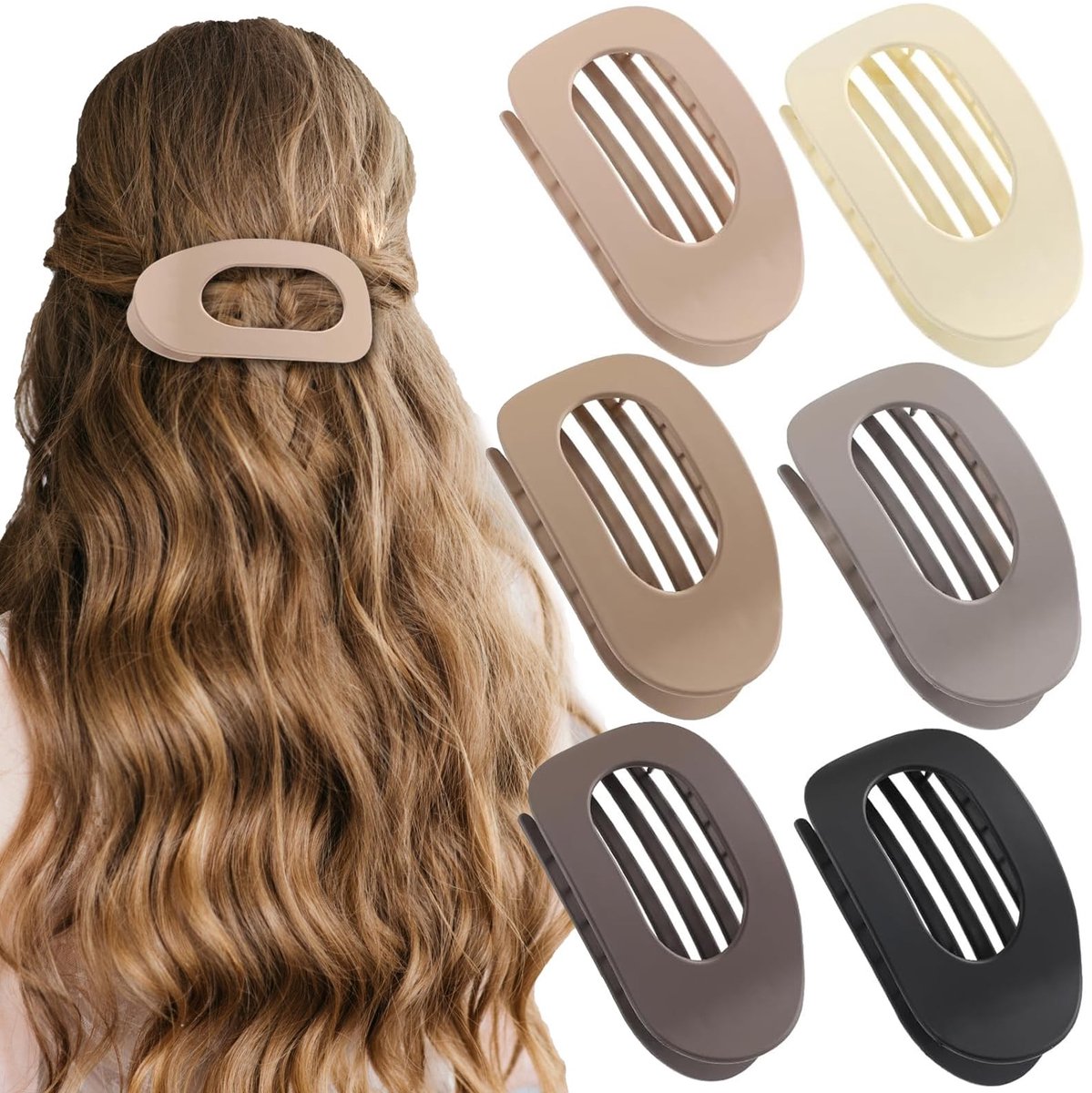 Dailygoods- Haarklemmen Set van 6 - Franse Design - Platte Haarspelden - Sterke Grip - Geschikt voor Dik en Dun Haar - Lichtgewicht en Draagbaar