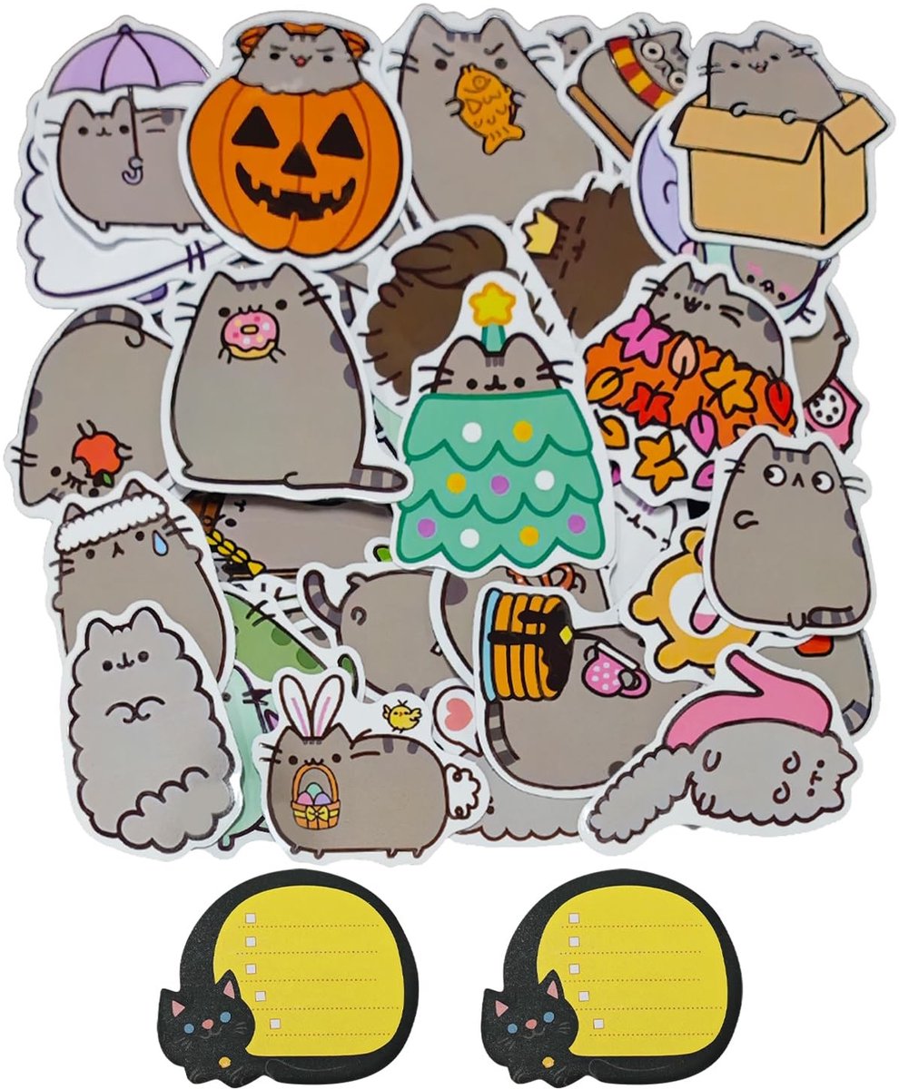 Dailygoods- Stickers 100 Stuks - Grijze Katten - Kitten Stickers - Decoratie - Papieren Stickers - Milieuvriendelijk - Decoratiestickers