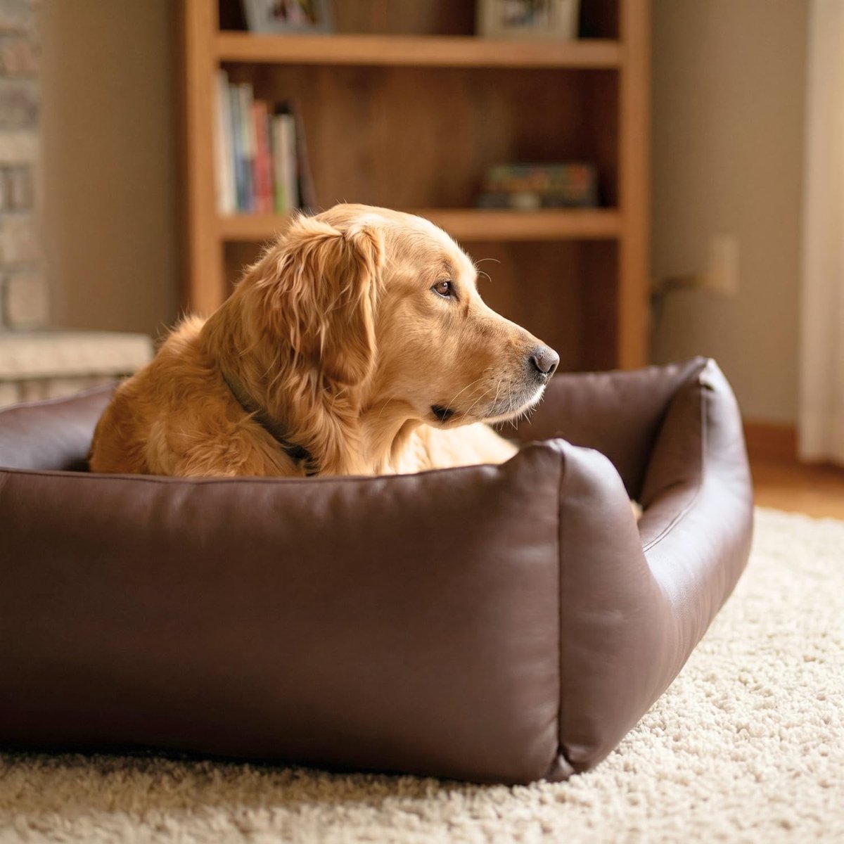 4L Textil Mario Orthopedisch hondenbed van kunstleer, XXL, hondenmand, kunstleer, voor grote honden, traagschuim, visco, extra groot, krasbestendig, waterafstotend, 140 x 110 x 25 cm, bruin thumbnail 5