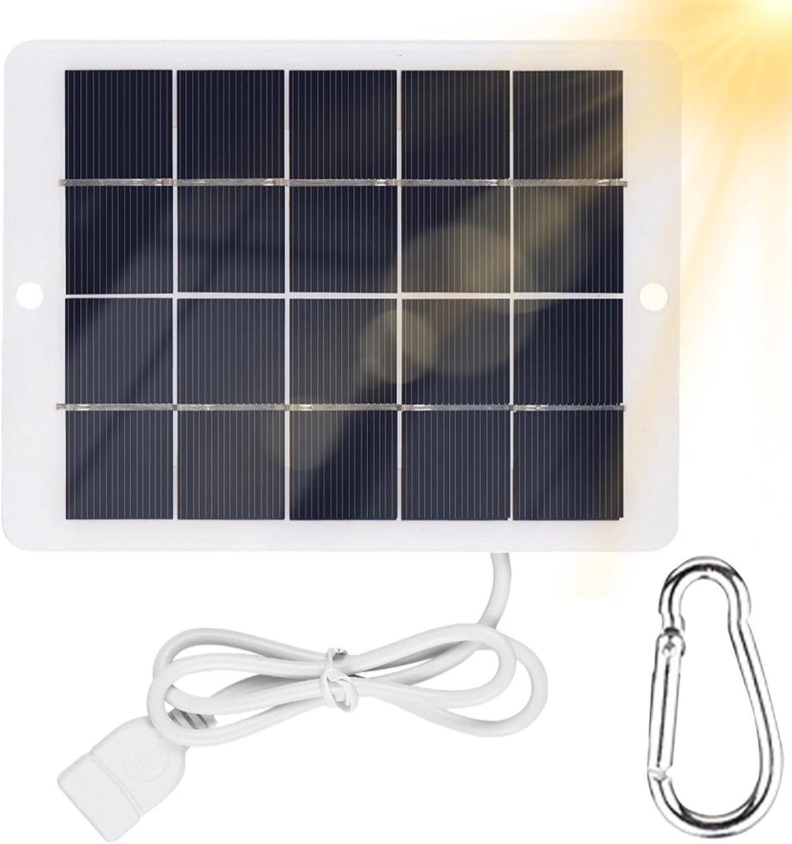 Draagbare Zonneoplader - Oplader op Zonne-energie - Outdoor Opladen - Waterdicht Stofdicht - 5 Watt - Wit